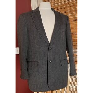 Saddlebred Men's Lambswool Sport Coat Blazer 42R Charcoal Gray Classic Jacket